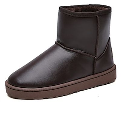 Men's Boots Snow Boots Fleece lined Casual Classic Outdoor Daily PU Waterproof Warm Booties / Ankle Boots Black Brown Winter Fall miniinthebox