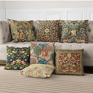 Vintage Double Side Pillow Cover 1PC Soft Inspired by William Morris Decorative Square Cushion Case Pillowcase for Bedroom Livingroom Sofa Couch Chair miniinthebox