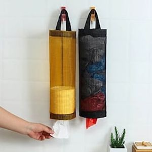3Pcs Creative Hanging Sundries Storage Bags Garbage Dispenser Gridding Cloth Vegetable Holder Kitchen Bathroom Convenient Sampling miniinthebox