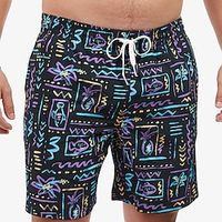 Men's Swim Shorts Swim Trunks Board Shorts Beach Shorts Drawstring with Mesh lining Elastic Waist Graphic Prints Graffiti Quick Dry Short Casual Daily Holiday Boho Hawaiian Black Micro-elastic Lightinthebox - thumbnail