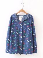 Casual Printed Long Sleeve Hooded Thin Coat