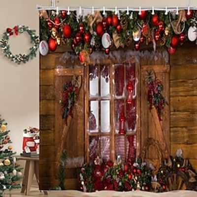 Christmas Bathroom Deco Shower Curtain with Hooks Bathroom Decor Waterproof Fabric Shower Curtain Set with12 Pack Plastic Hooks miniinthebox Christmas Bathroom Deco Shower Curtain with Hooks Bathroom Decor Waterproof Fabric Shower Curtain Set with12 Pack Plastic Hooks miniinthebox
