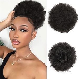 Afro Puff Drawstring Ponytail Kinky Coily Curly Ponytail Wig Clip in Piece for Black Women Synthetic miniinthebox
