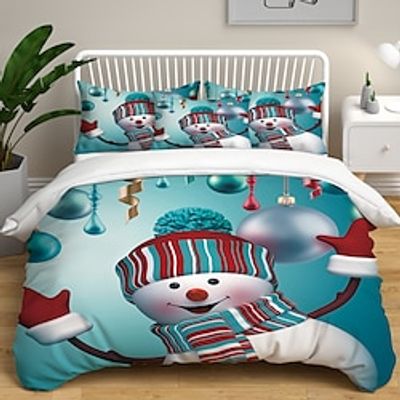 Christmas Xmas Santa Claus Bedding Set Duvet Cover Set, 6 Pieces Comforter Cover With Zipper Closure Soft Microfiber Festival Bedding Gifts Christmas Decoration For Home miniinthebox
