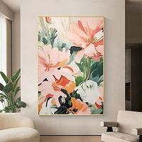 Handmade Oil Painting Canvas Acrylic Wall Art Decoration Abstract Flower Minimalist Artwork Bedroom for Home Decor Rolled Frameless Unstretched Painting Lightinthebox - thumbnail
