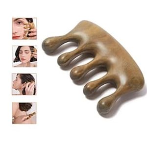 1pc Meridian Massage Comb Sandalwood Wooden 5 Tooth Point Acupuncture Head Massage Therapy Blood Circulation Anti-static Smooth Hair 3.72.1 Lightinthebox