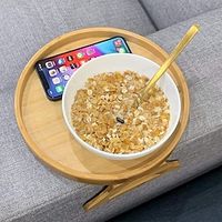 Round Storage Bamboo Disc Sofa With Leg Tray Foldable Bed Tray Round Lightinthebox - thumbnail
