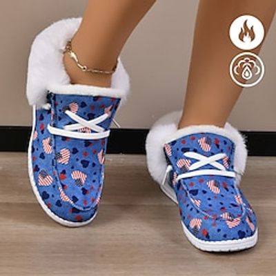 Women's Shoes American Flag Heart Graphic Print Fleece Warm Lace Up Flats Lightinthebox Women's Shoes American Flag Heart Graphic Print Fleece Warm Lace Up Flats Lightinthebox