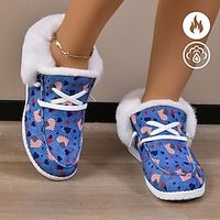 Women's Shoes American Flag Heart Graphic Print Fleece Warm Lace Up Flats Lightinthebox - thumbnail