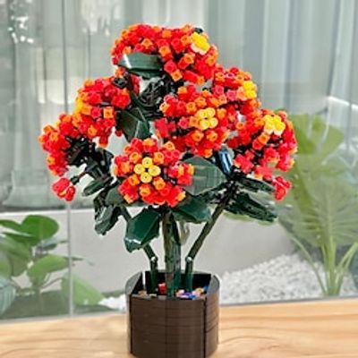 City Creativity Bouquet Lantana Potted Plant Home Decoration Building Blocks Bricks Kids Toys Lightinthebox