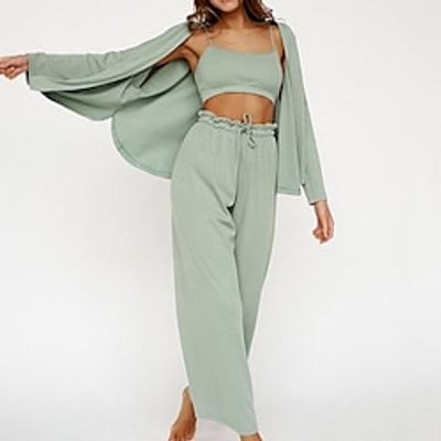 Women's Tank Top Pants Sets Cape Solid Color Black Pink Red Drawstring Long Sleeve Casual Daily Fashion U Neck Regular Fit Spring   Fall Lightinthebox