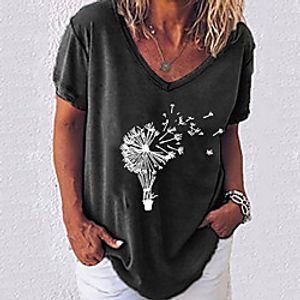 Women's T shirt Geometric V Neck Tops White Blue Blushing Pink miniinthebox