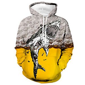 Men's Unisex Pullover Hoodie Sweatshirt Graphic Prints Fish Print Daily Sports 3D Print Casual Designer Hoodies Sweatshirts  Yellow miniinthebox