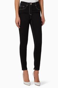 Contrasting Stitches Skinny Jeans