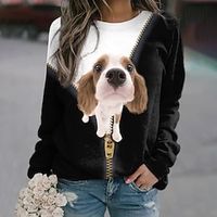 Women's Sweatshirt Pullover Dog 3D Print Daily Sports 3D Print Active Streetwear Clothing Apparel Hoodies Sweatshirts  Black miniinthebox - thumbnail