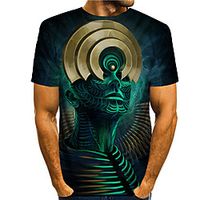 Men's Tee T shirt 3D Print Graphic Prints Buddha Print Short Sleeve Daily Tops Casual Designer Big and Tall Green Lightinthebox - thumbnail