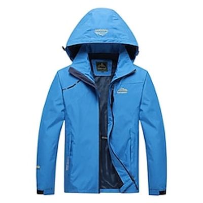 Men's Windbreaker Raincoat Hiking Jacket Outdoor Daily Wear Warm Fall Winter Plain Fashion Streetwear Hooded Regular Black Blue Light Grey Dark Grey Army Green Jacket Lightinthebox