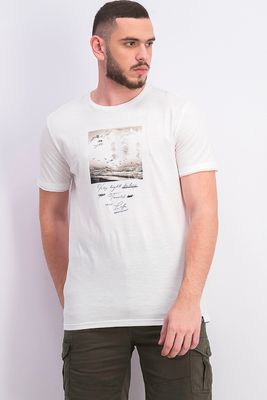 Mens Short Sleeve Printed T-Shirt  White