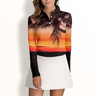 Women's Polo Shirt Golf Shirt Button Up Polo Breathable Quick Dry Moisture Wicking Long Sleeve Golf Apparel Golf Clothes Regular Fit Tree Spring Autumn Tennis Golf Pickleball miniinthebox