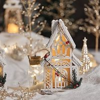 Glowing House Wooden Scene Layout Props Christmas Decorations with Lights Three-dimensional Desktop Decoration Lightinthebox - thumbnail