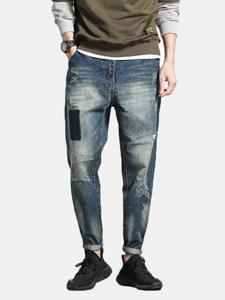 Patch Printing Ripped Casual Jean