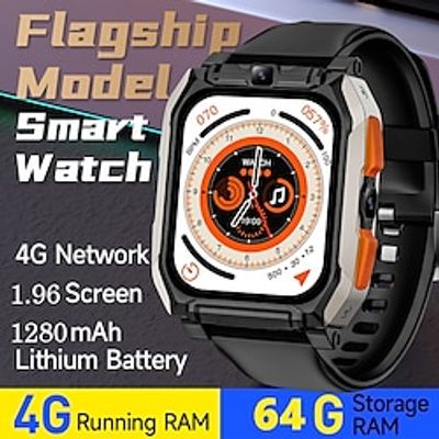 iMosi I3 Smart Watch 1.96 inch 4G LTE Cellular Smartwatch Phone 4G Pedometer Call Reminder Activity Tracker Compatible with Android iOS Women Men GPS Hands-Free Calls Waterproof IP 67 44mm Watch Case Lightinthebox