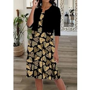 Women's Two Piece Dress Knee Length Dress Black Short Sleeve Print Print Spring Summer Crew Neck Casual 2022 S M L XL XXL 3XL Lightinthebox