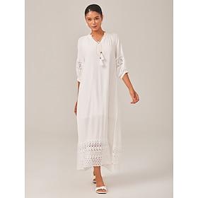 Lace-Trimmed White Vacation Dress