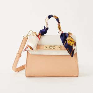 Sasha Solid Crossbody Bag with Scarf Detail
