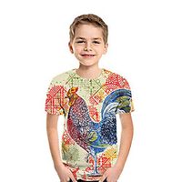 Kids Boys' T shirt Tee Short Sleeve Graphic Print Yellow Children Tops Summer Active Regular Fit 3-13 Years miniinthebox - thumbnail