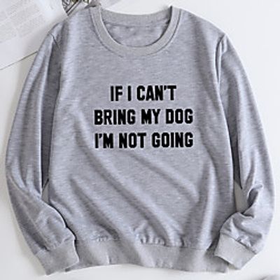Women's Pullover Sweatshirt Slogan Letter Print Casual Hot Stamping Casual Hoodies Sweatshirts  Loose Yellow Light Grey White miniinthebox
