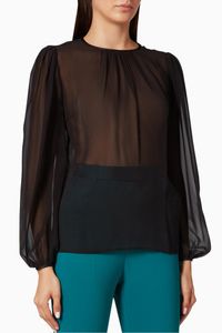 Gathered Sheer Blouse