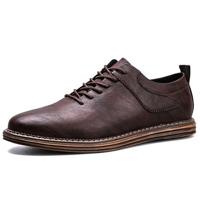 Men Comfy Microfiber Leather Vintage Lace Up Oxfords