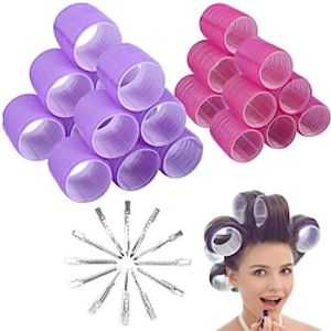 Hair Curlers Rollers Cludoo 36 Pcs Jumbo Big Hair Roller Sets with Stainless Steel Duckbill Clip 2 Size Self Grip Hair Curlers Rollers for Long Medium Short Thick Fine Thin Hair Bangs Volume miniinthebox