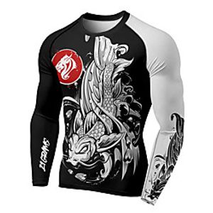 21Grams Men's Long Sleeve Compression Shirt Running Shirt Top Athletic Athleisure Spandex Quick Dry Moisture Wicking Breathable Fitness Gym Workout Running Active Training Exercise Sportswear 3D Print Lightinthebox