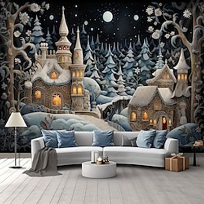 Christmas Snowy House Hanging Tapestry Wall Art Xmas Large Tapestry Mural Decor Photograph Backdrop Blanket Curtain Home Bedroom Living Room Decoration Lightinthebox
