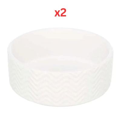 Trixie Wavy Pattern Ceramic Dog Bowl White - 16cm (Pack of 2) Trixie Wavy Pattern Ceramic Dog Bowl White - 16cm (Pack of 2)