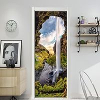 77/90200cm Landscape Simulation Door Sticker Bedroom Living Room Door Renovation Pvc Wall Sticker Wall Sticker Living Room Bedroom Wall Removable Watercolor Sticker miniinthebox - thumbnail