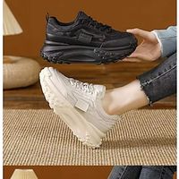 Women's Sneakers Boots Snow Boots White Shoes Platform Sneakers Outdoor Daily Fleece Lined Lace-up Platform Round Toe Sporty Plush Casual Walking PU Lace-up Black White miniinthebox