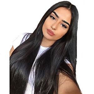 Hair Care Synthetic Lace Front Wig Synthetic Extentions Silky Straight Middle Part Lace Front Wig Long Natural Black Synthetic Hair 18-30 inch Women's Soft Adjustable Synthetic Black miniinthebox