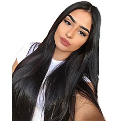 Hair Care Synthetic Lace Front Wig Synthetic Extentions Silky Straight Middle Part Lace Front Wig Long Natural Black Synthetic Hair 18-30 inch Women's Soft Adjustable Synthetic Black miniinthebox