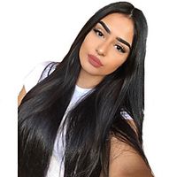 Hair Care Synthetic Lace Front Wig Synthetic Extentions Silky Straight Middle Part Lace Front Wig Long Natural Black Synthetic Hair 18-30 inch Women's Soft Adjustable Synthetic Black miniinthebox - thumbnail