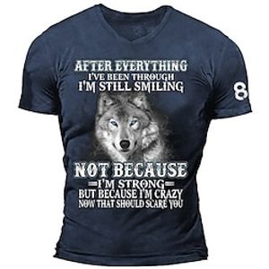 Men's Unisex T shirt Tee Funny T Shirts Slogan T Shirts Wolf Graphic Prints Crew Neck Blue 3D Print Outdoor Street Short Sleeve Print Clothing Apparel Sports Designer Casual Classic miniinthebox