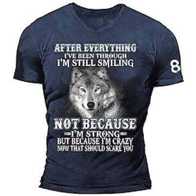 Men's Unisex T shirt Tee Funny T Shirts Slogan T Shirts Wolf Graphic Prints Crew Neck Blue 3D Print Outdoor Street Short Sleeve Print Clothing Apparel Sports Designer Casual Classic miniinthebox