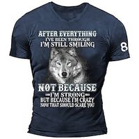 Men's Unisex T shirt Tee Funny T Shirts Slogan T Shirts Wolf Graphic Prints Crew Neck Blue 3D Print Outdoor Street Short Sleeve Print Clothing Apparel Sports Designer Casual Classic miniinthebox - thumbnail