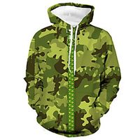 Men's Unisex Pullover Hoodie Sweatshirt Camouflage Graphic Prints Print Daily Sports 3D Print Casual Designer Hoodies Sweatshirts  Green Blue miniinthebox - thumbnail