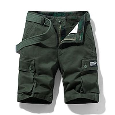 Men's Casual Fashion Shorts Cargo Shorts Multi Pocket Short Pants Casual Daily Inelastic Solid Color Breathable Moisture Wicking Mid Waist Black Army Green Grey Khaki Royal Blue 29 30 31 32 33 Lightinthebox