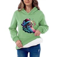 Women's Pullover Christmas Sweatshirt Cotton Fashion Streetwear Classic Front Pocket Olive Green Black Red Graphic Santa Claus Christmas Christmas Street Round Neck Long Sleeve Only tops Micro-elastic Lightinthebox - thumbnail