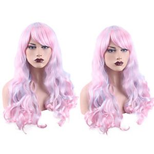 Synthetic Wig Deep Wave Side Part Wig Medium Length A1 Synthetic Hair Women's Cosplay Party Fashion Pink Lightinthebox