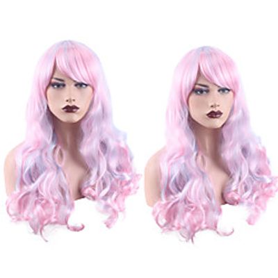 Synthetic Wig Deep Wave Side Part Wig Medium Length A1 Synthetic Hair Women's Cosplay Party Fashion Pink Lightinthebox